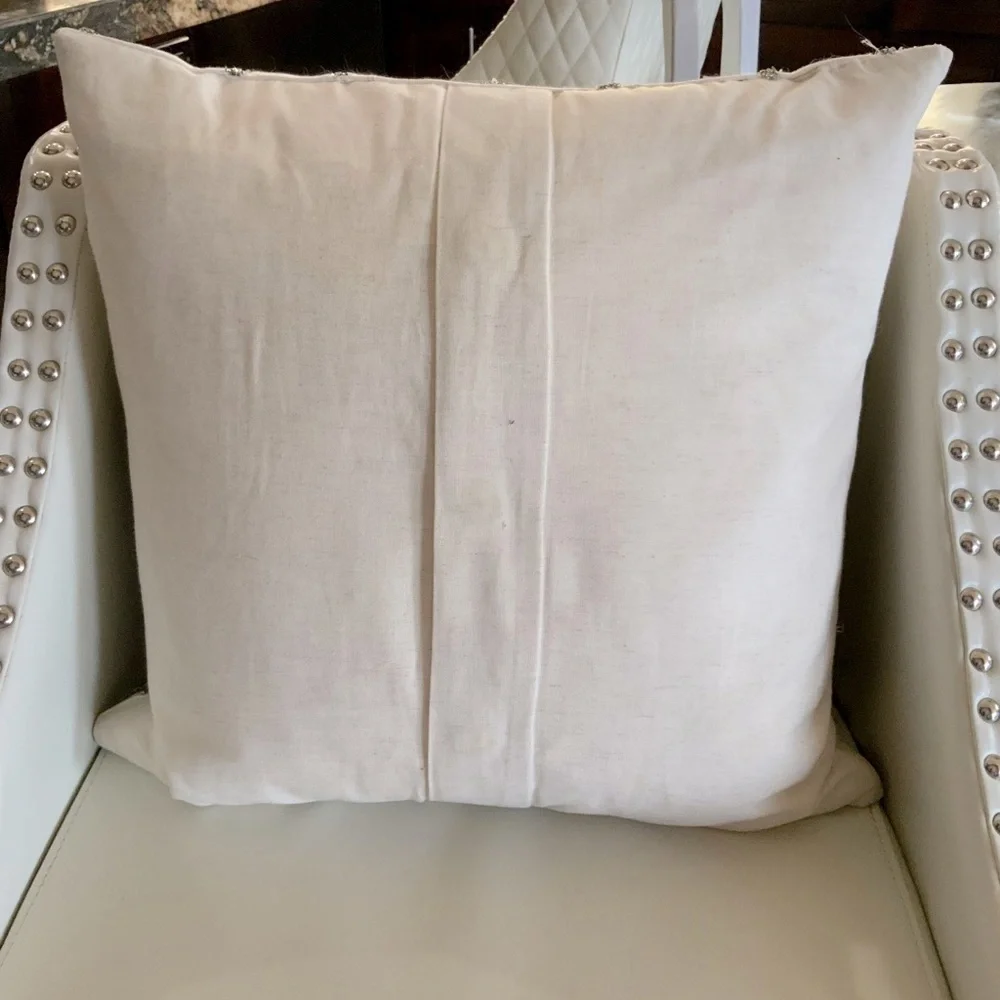 18X18”‎ Price reduced Pottery Barn Natural white and silver beaded pillow